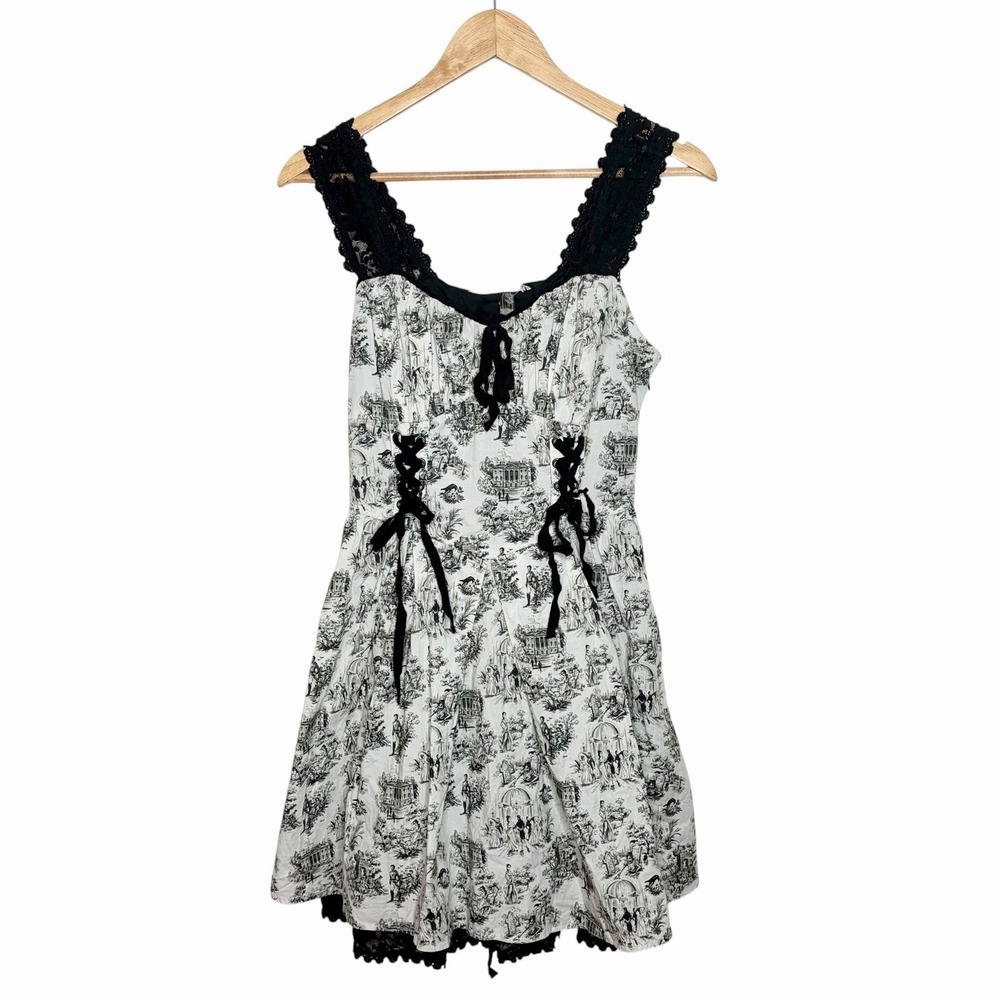 Pride Prejudice Zombies Womens Hot Topic Corset Lace Up Mini Skater Dress M Goth